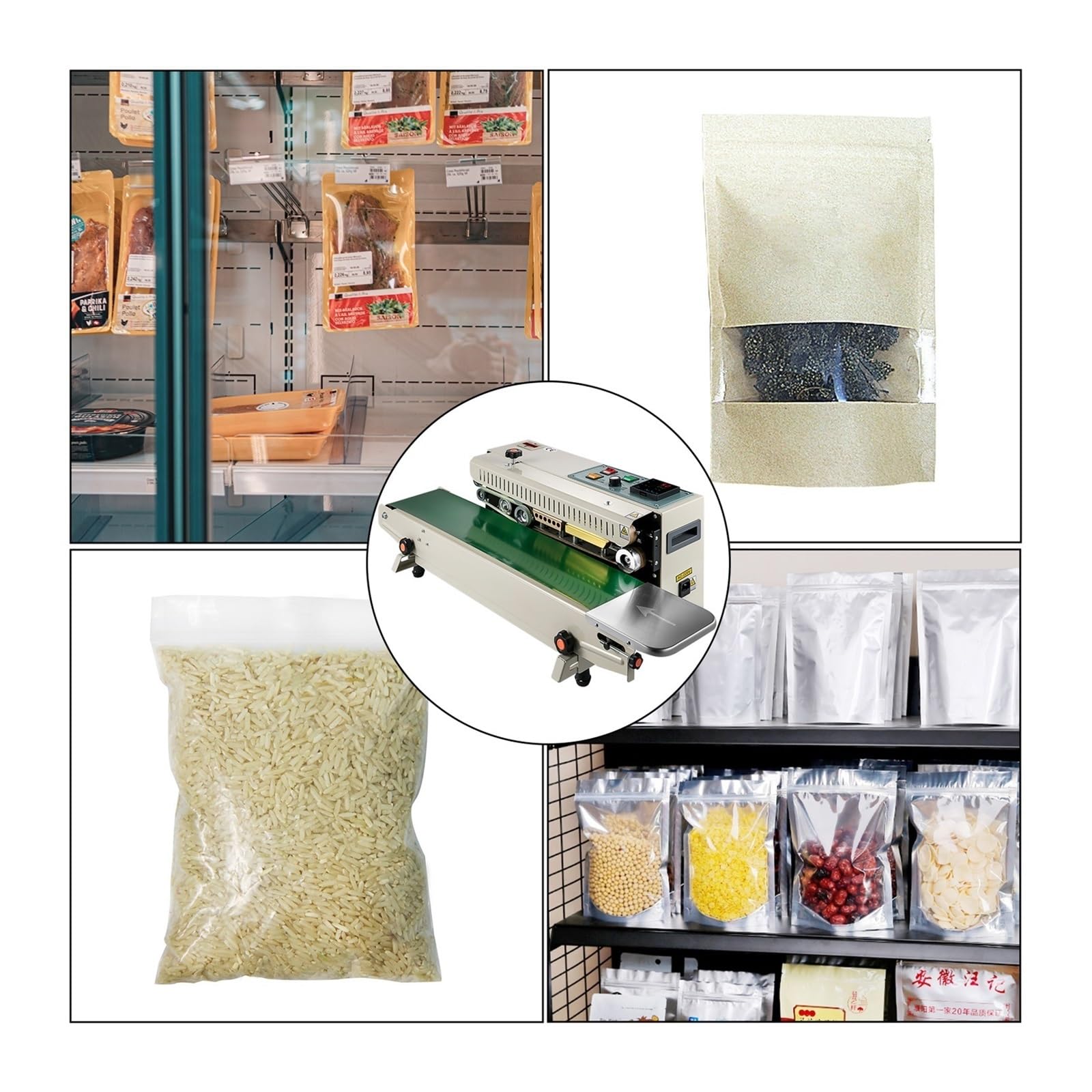 Machine de scellage automatique continue FR900K, 0-16 m/min, largeur 6-15 mm, scelleuse horizontale for sceller les sacs en plastique/aluminium/composites Pour une utilisation DIY