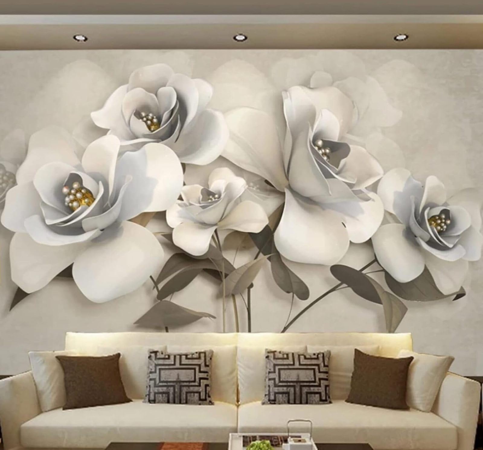 Wallpaper-3D-Xlm 350Cm×256Cm(B×H) Vintage Three Dimensional Minimalist Beautiful Floral 3D Wallpaper Easy Install Feature Office Living Room Sofa Bedroom Tv Background Wall Decoration-350Cm×256Cm