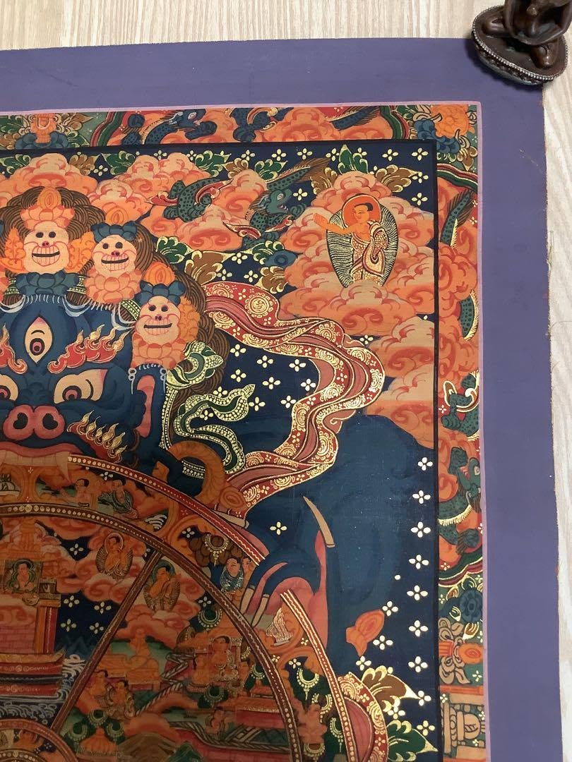 チベット密教 仏教 密教 新品 手描き　肉筆画 タンカ 曼荼羅 六道輪廻図 D1 チベット密教 仏教 密教 新品 手描き 肉筆画 タンカ 曼荼羅 六道