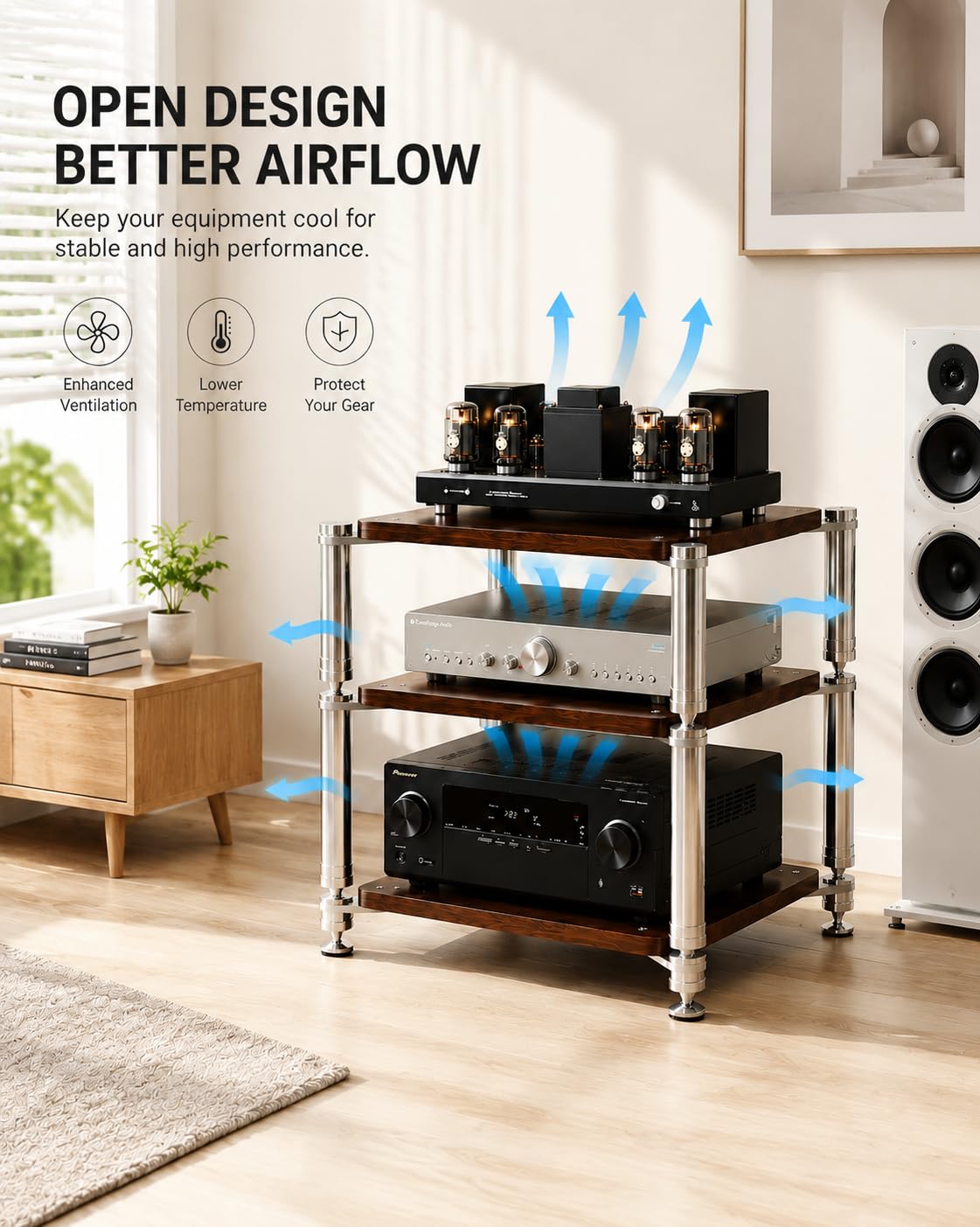 Amazon.com: SPTZQURY 3-Tier HiFi Audio Rack, Audio Component Stand