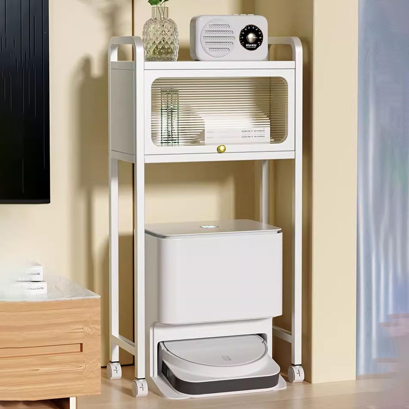 Support d'aspirateur robot avec armoire de rangement multifonctionnelle