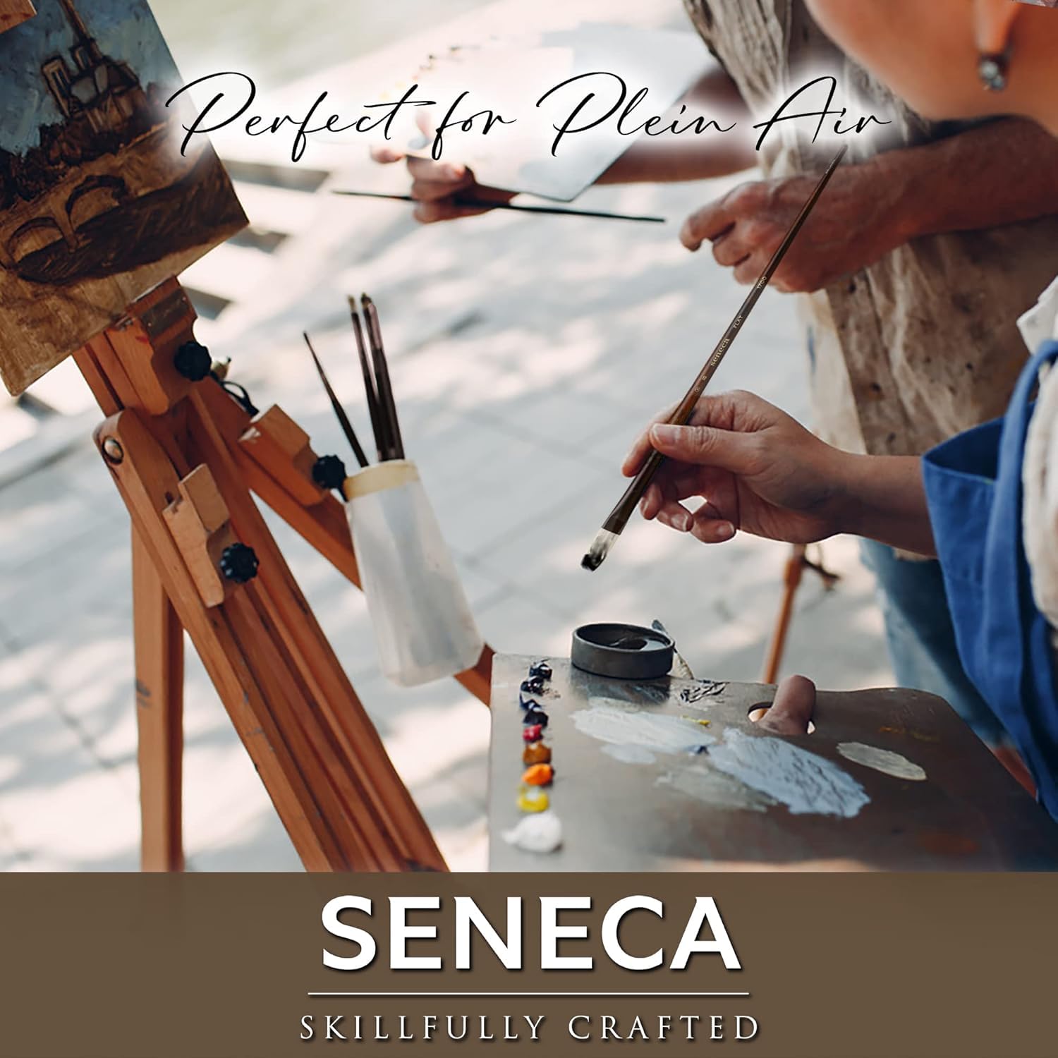 Seneca - Set di 100 pennelli professionali con setole sintetiche per acrilico, olio e olio miscelabile con acqua, serie 1700