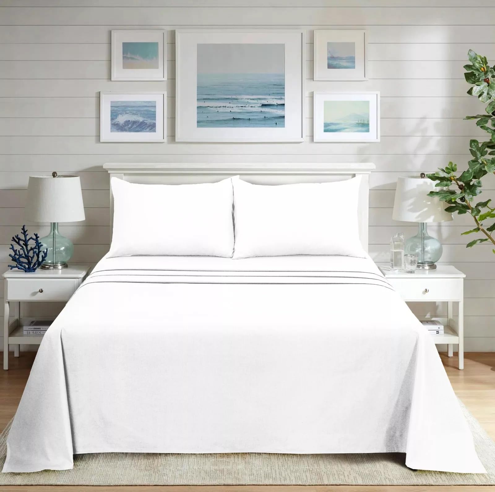 Black Horse Surrey White Black Horse Flat Sheet - Poly Cotton Easy Care Soft Brushed Microfibre Fabric - Wrinkle, Shrinkage And Fade Resistant | Hotel Quality Bedding Sheet