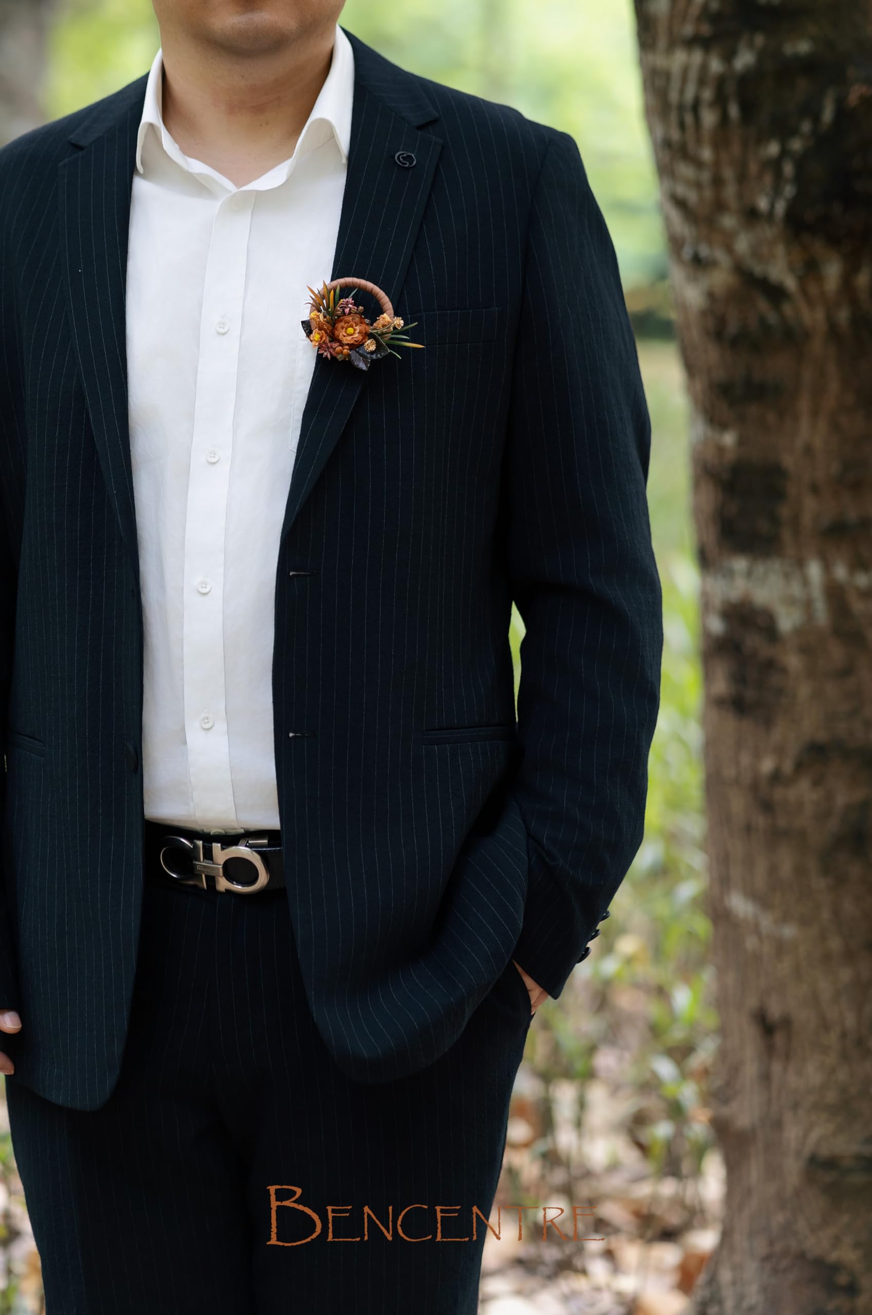 Boutonniere rotondo in terracotta per uomo, boutonnieres, boho, bouquet, sposo e testimoni dello sposo, per cerimonie di nozze, anniversari, cene formali e serate di laurea (set da 6)