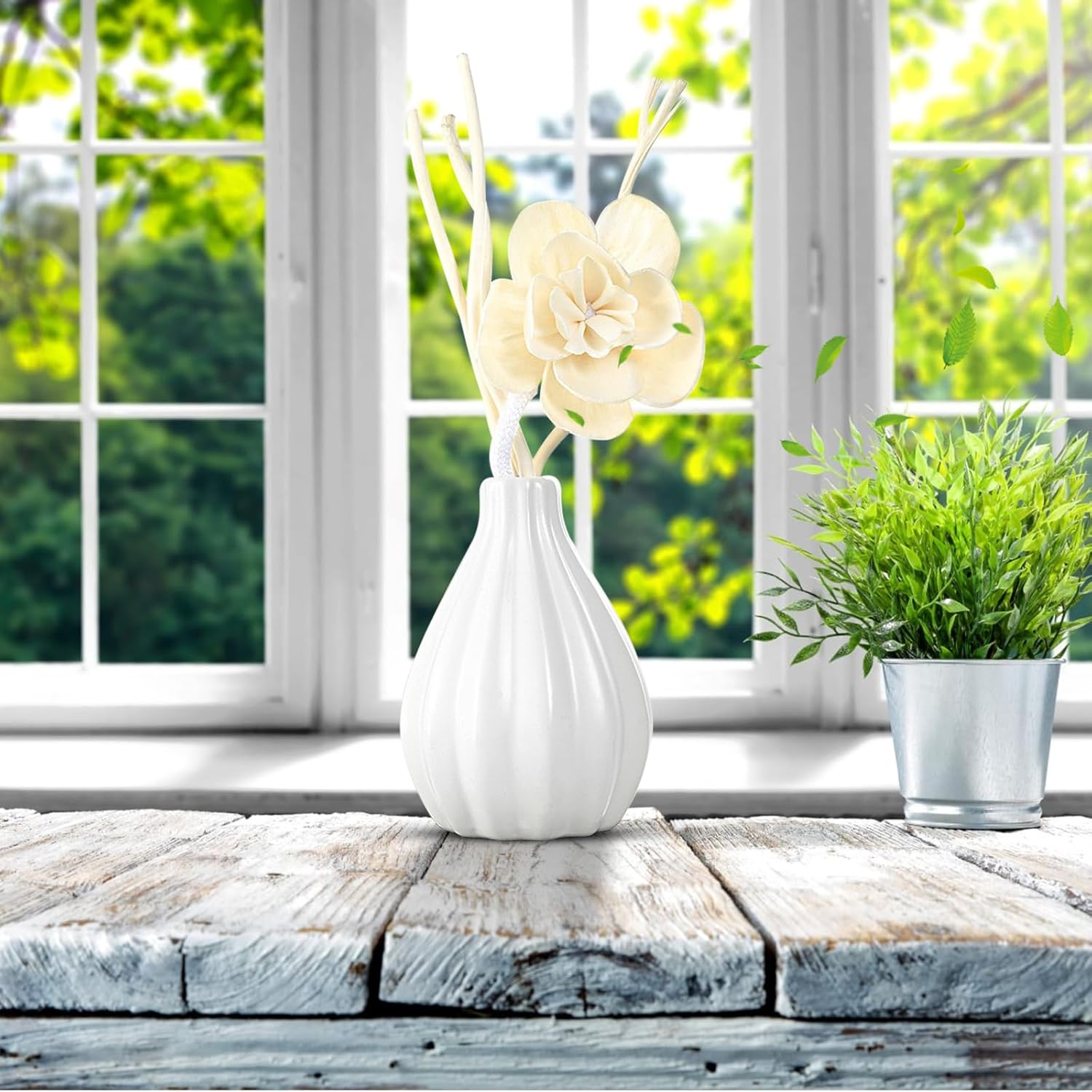 Reed Diffuser Set, Home Fragrance & Decorative Diffuser, Dried Flower Aromatherapy Oil Set, Oil Diffuser Sticks, Ceramic Bottle 5.07 oz(150ml) /1 Pack (JasmineBouquet) - Image 7