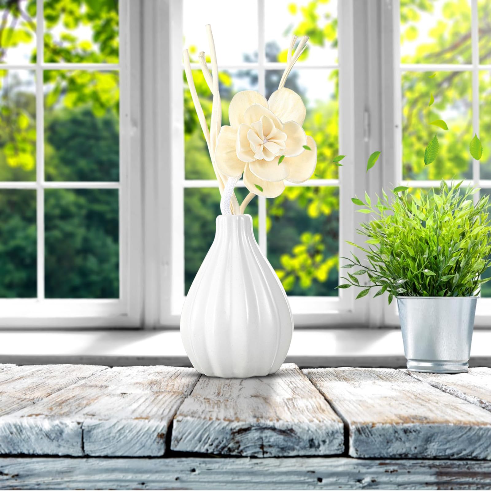 Zestaw dyfuzorów trzcinowych, naturalne patyczki, elegancka butelka ceramiczna, zestaw olejków do aromaterapii, zapach do domu i dekoracyjny dyfuzor (LilyLotus)