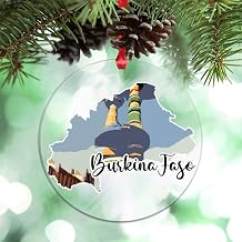 Burkina Faso Map Christmas Ornaments Burkina Faso Landmark Scenery Ornament for Christmas Tree Decor Travel Personalized Christmas Ornaments 2023 Christmas Stocking Filling Gift