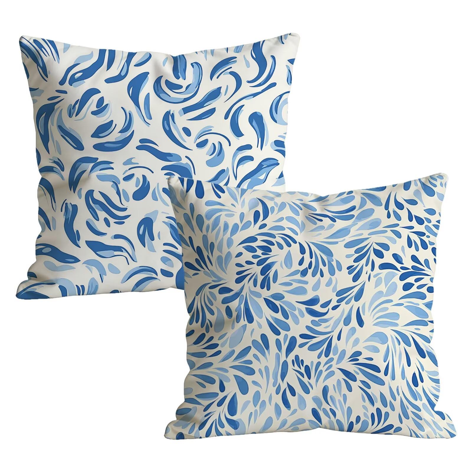 Fundas Cojines 80x80cm Juego de 2, Azul Resumen (7) Patrón Fundas de Cojines Exterior Impermeable in Terciopelo, con Cremallera Invisible, Funda Cojin Sofa para Decoración Hogar Dormitorio t9n-340