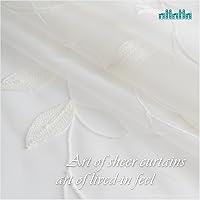 Vista 6 de NHNHN Juego de 2 paneles de cortinas traslúcidas de 63 pulgadas de largo, paneles de cortina de gasa semitransparentes bordados, cortinas