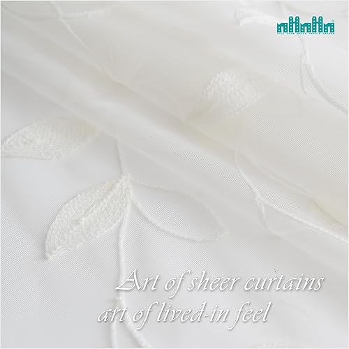 Miniatura 6 de NHNHN Juego de 2 paneles de cortinas traslúcidas de 63 pulgadas de largo, paneles de cortina de gasa semitransparentes bordados, cortinas