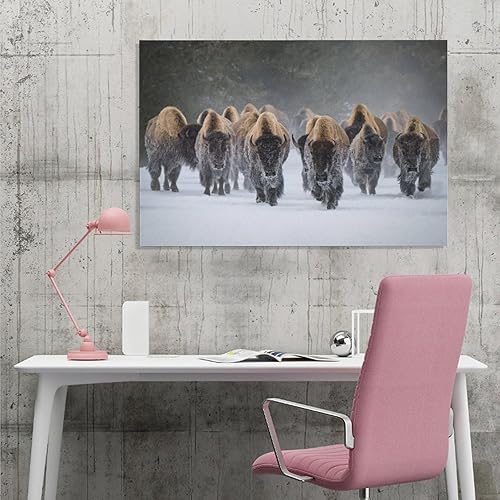 Miniatura 4 de Especies en peligro de extinción Invierno Guerrero Búfalo Bisonte En Nieve Naturaleza Invierno Manada De Ganado Vida Silvestre Estética Carteles