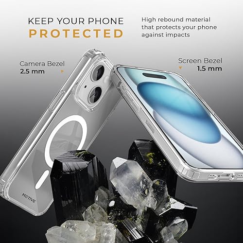 Miniatura 7 de MOTIVE Funda magnética transparente para iPhone 15 con clip para cinturón, (diseñada para Magsafe), protección militar contra caídas, funda delgada