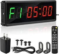 Relógio de LED atualizado para academia em casa | Treino com intervalo de academia | 5 modos de exibição | Contagem regressiva e superior | Cronômetro | Relógio de treino para boxe/EMOM