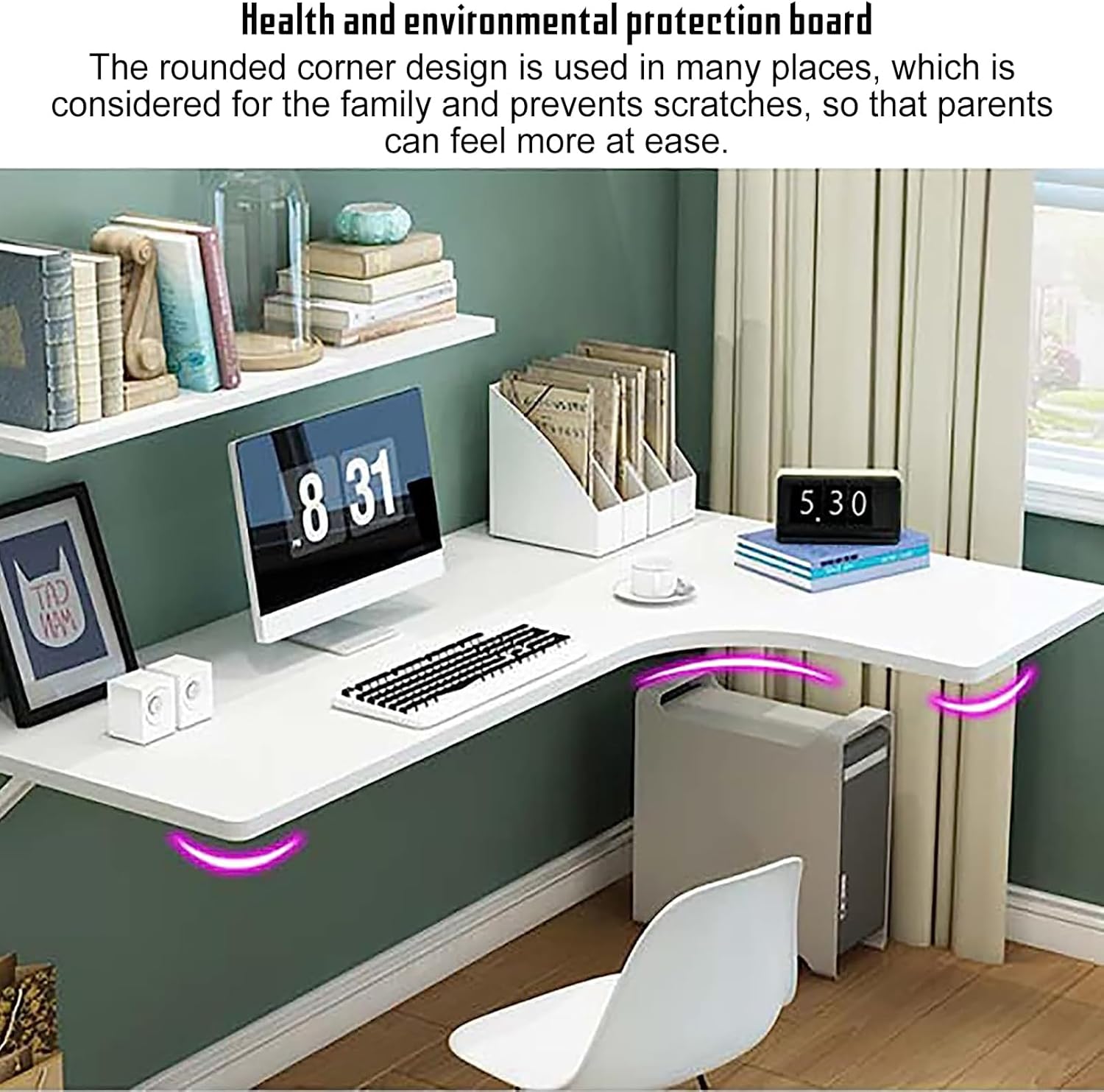 Fold Down Floating Desk, L-Shaped Wall Mounted Computer Desk,Wall Mounted Desk with Shelf,Wall Mounted Folding Table,Collapsible Workbench 60x40x25cm/24x16x10in Black