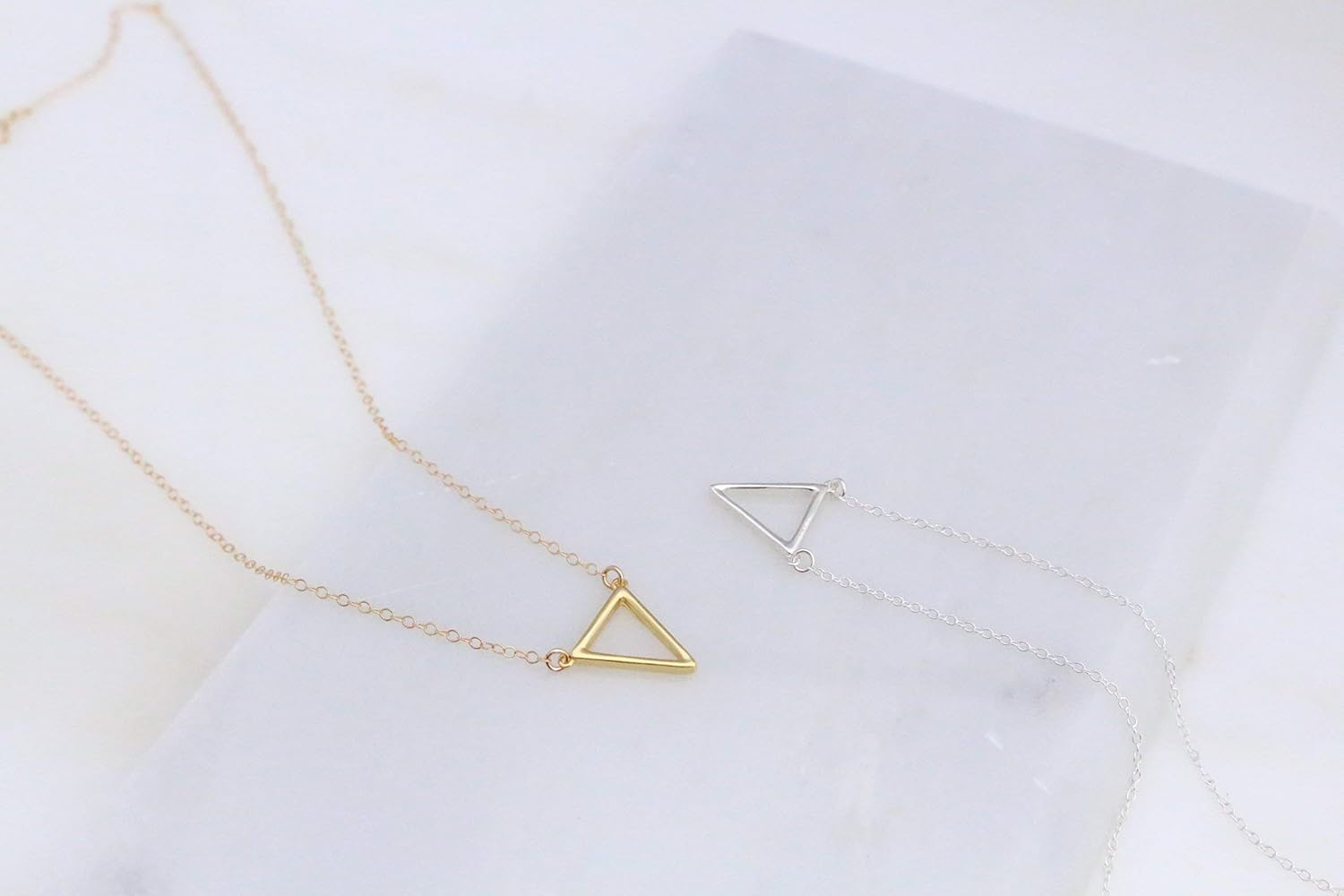 Layering Necklace Set of 2, Simple Bar Drop and Triangle Necklace Set, Multi Strand Necklace, Layering Set, Minimalist Multiple Necklaces - Image 3