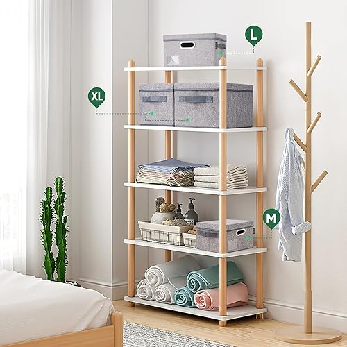 Miniatura 4 de BALEINE - Cestos de almacenamiento con tapas, cajas plegables de tela de lino con tapas, organizadores de armario, ideales para el hogar,