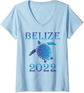 Womens Belize Spring Break 2022 Sea Turtle Family Vacation Souvenir V-Neck T-Shirt