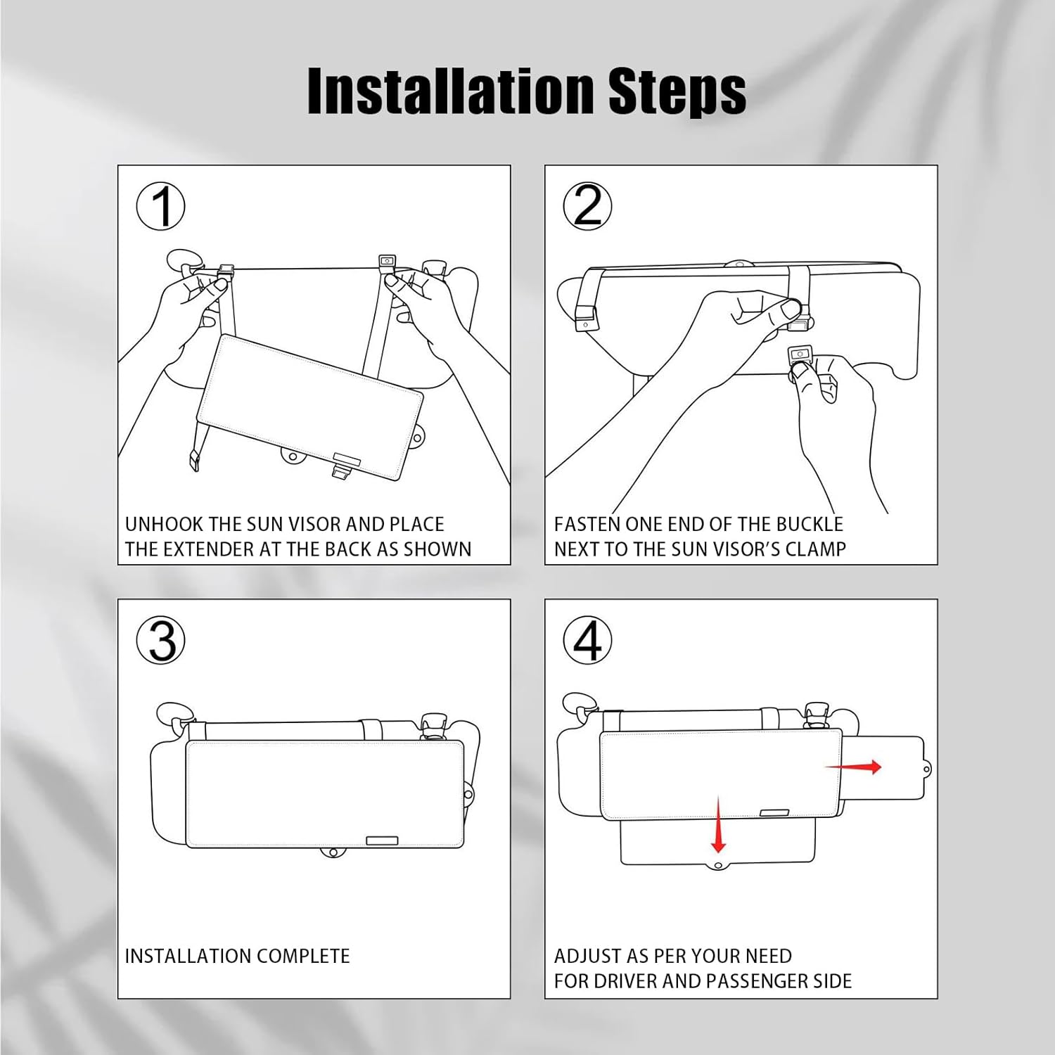 Sun Visor Extender for Car with 2 Side Sunshade, Polarized Car Sun Shade Extension Attachment with Anti-Glare Lens Blocks, Clips and Flexible Straps Design, Adjustable Sunshade Accessories
