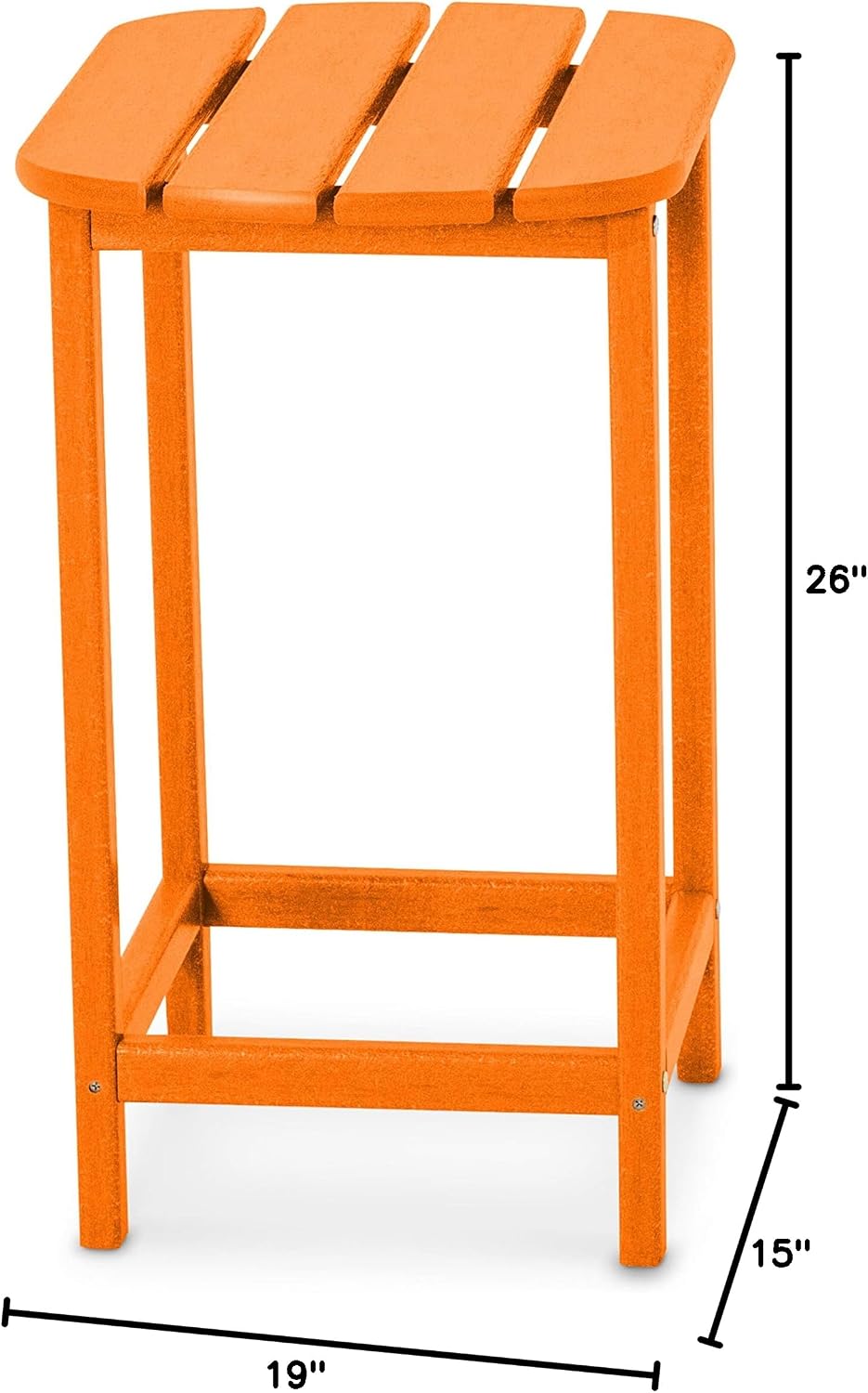 POLYWOOD South Beach Counter Height Side Table, 26 Inch, Outdoor Patio End Table, Fade-Proof HDPE Lumber, Pool Deck Garden Furniture, Tangerine