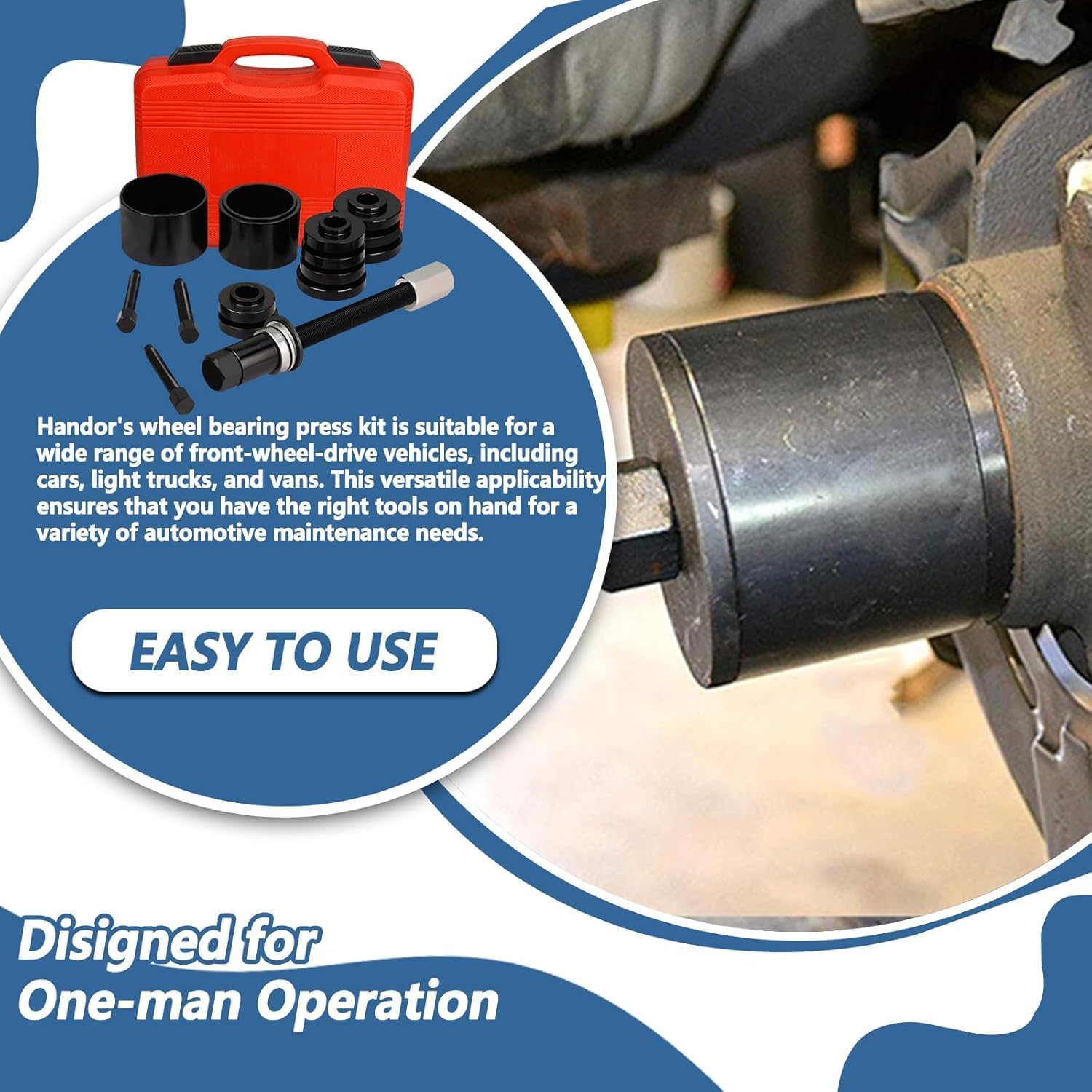 19pcs Front Wheel Drive Bearing Puller Front Wheel Drive Bearing Press kit Front Wheel Drive Bearing Removal Installation Tool Wheel Bearing Removal Kit