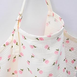 YBEATY Muslin Nursing Cover Breastfeeding Privacy Scarf Breathable Arch Neckline Multi-Use Stroller Canopy Light Yellow
