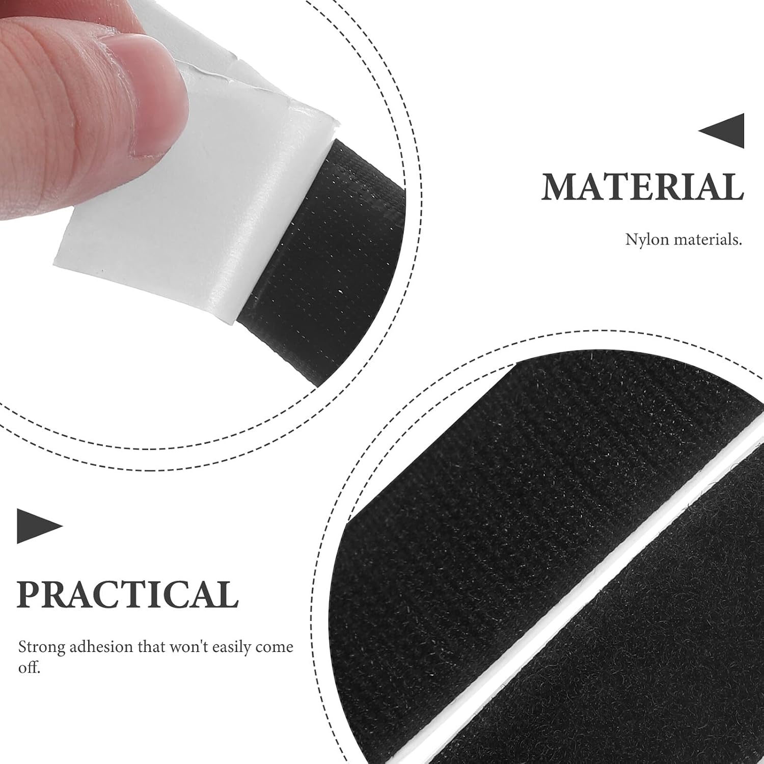25m Black Nylon Hook and Loop Tape Set with Strong Adhesive Backing for Home Craft Sewing and DIY Decoration, Heavy Duty Self-Adhesive Strips for Wall Hanging and Sealing