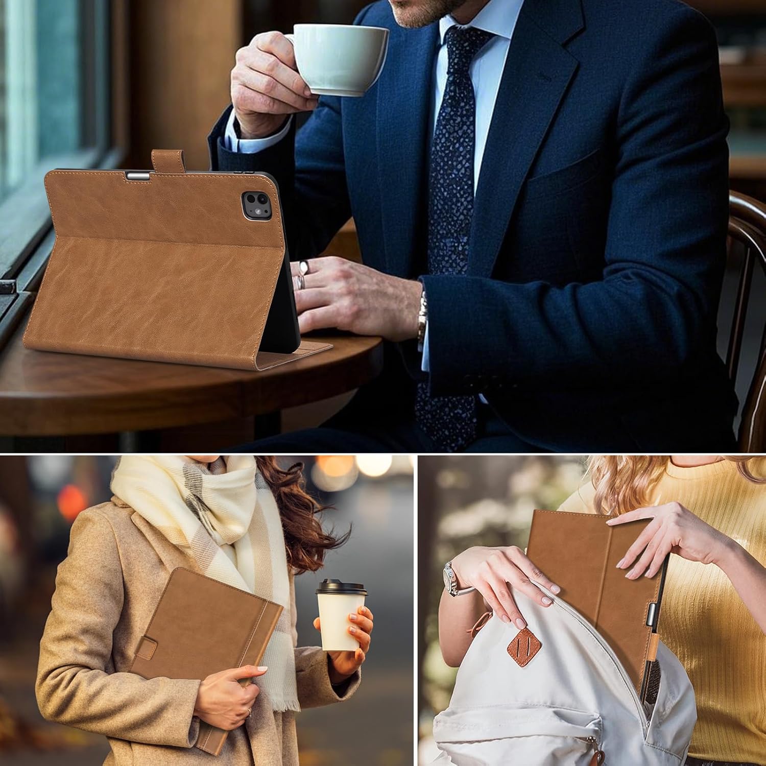 Leather Case for iPad Pro 11 inch Case M5 2025 / M4 2024, Premium Leather Folio Stand Cover with Pencil Holder - Auto Wake/Sleep and Adjustable Stand, Brown - Image 7