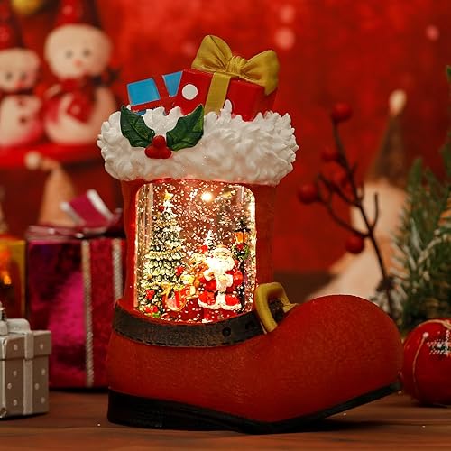 Miniatura 11 de Decoraciones de globos de nieve de otoño, linterna de gnomo con purpurina con temporizador de 6 horas, decoración iluminada alimentada por