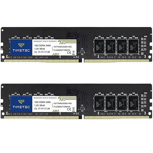 Timetec 32GB KIT(2x16GB) DDR4 2400MHz PC4-19200 Non-ECC Unbuffered 1.2V CL17 2Rx8 Dual Rank 288 Pin UDIMM Desktop PC Computer Memory RAM Module Upgrade (32GB KIT(2x16GB)) - 32GB KIT(2x16GB)