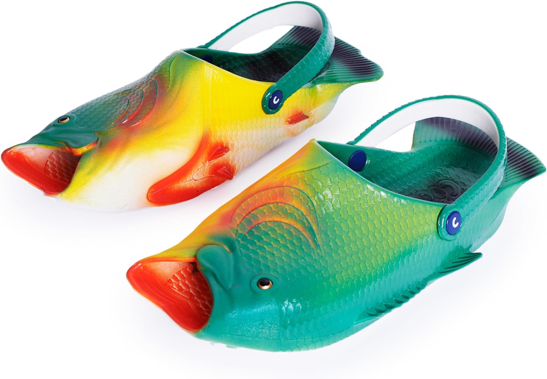 Fish Clogs | Sporty Bass Fish Flip Flops with Back Strap | The Ultimate in Ugly Shoes | Fish Sandals for Men & Women