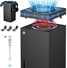 Cooling Fan for Xbox Series X, 3 Speed Adjustable RGB Cooler Fan System with 3 Hooks and Dust Filter, Top Fan for Xbox Series X Accessories, Low Noise and USB Cable