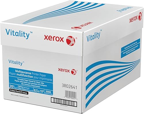 Miniatura 3 de Xerox 3R02641 Vitality - Papel perforado multiusos de 3 agujeros, 8 1/2 x 11, color blanco (caja de 5,000)