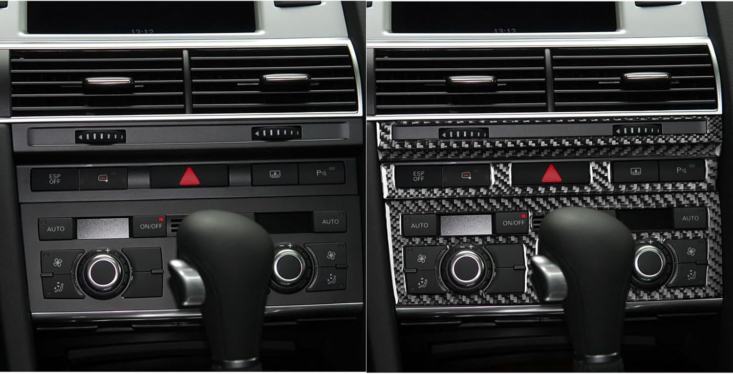 Carbon Fiber PC Vinyl Cover Trim Sticker Accessories Decoration Compatible with Audi A6 C6 2004-2011 Black. (Dashboard Instrument Panel 13)