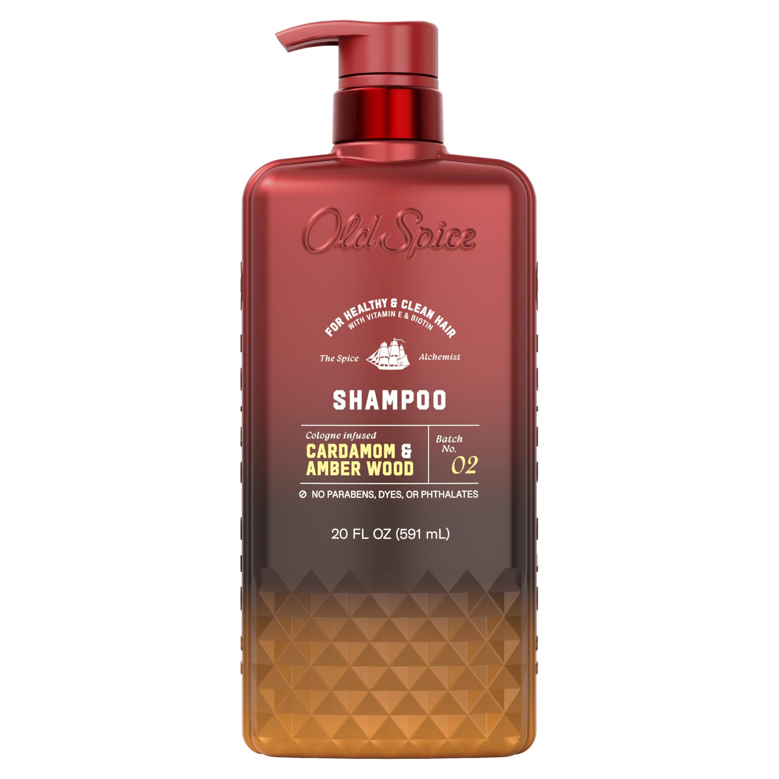 Old Spice Men's Shampoo, The Spice Alchemist Collection, Cologne-Infused Cardamom and Amber Wood Scent, Free of Parabens & Phthalates, 21.9 fl oz
