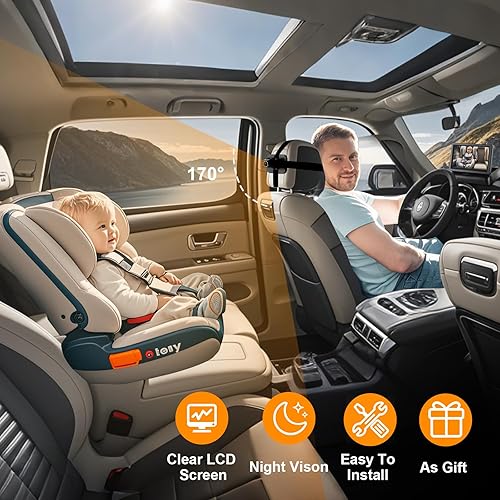 Miniatura 5 de Monitor de cámara de coche para bebé, espejo de coche para USB, USB, puertos de encendedor de cigarrillos, ver al bebé en el asiento trasero con