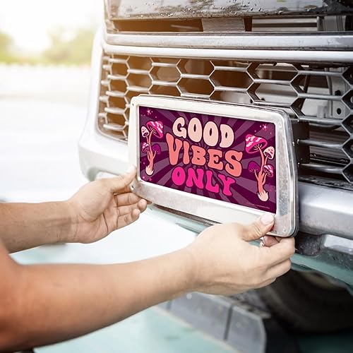 Miniatura 4 de Honey Dew Gifts, Good Vibes Only, placa decorativa, placas de tocador para automóviles, retro hippie Groovy, decoración de garaje de hongos