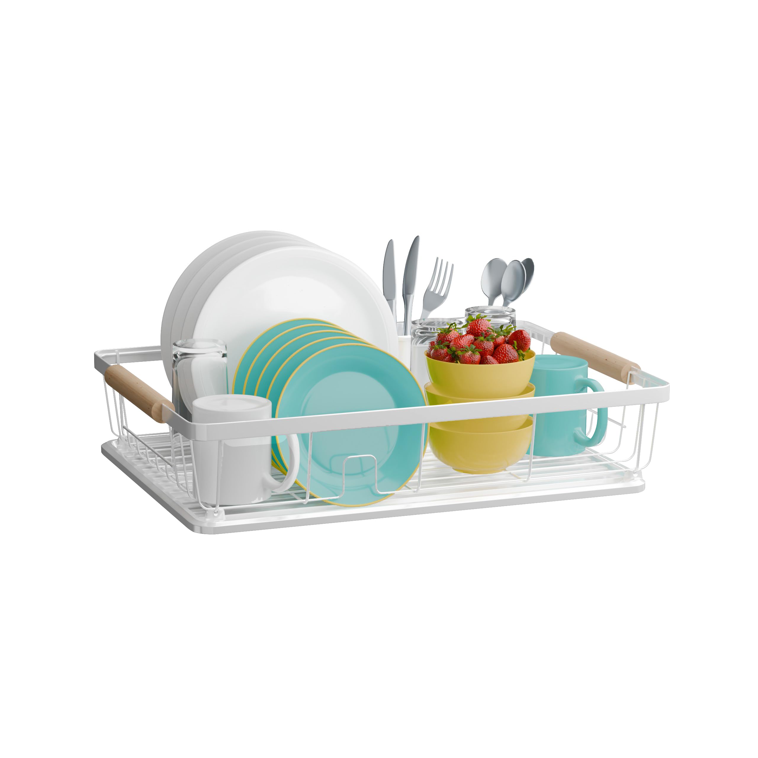Abtropfgestell Geschirr Edelstahl Weiß 43x31,5x11,3 cm - Geschirrabtropfgestell Kitchen - Geschirrständer - Moderne Abtropfgestell - Dish Drainer