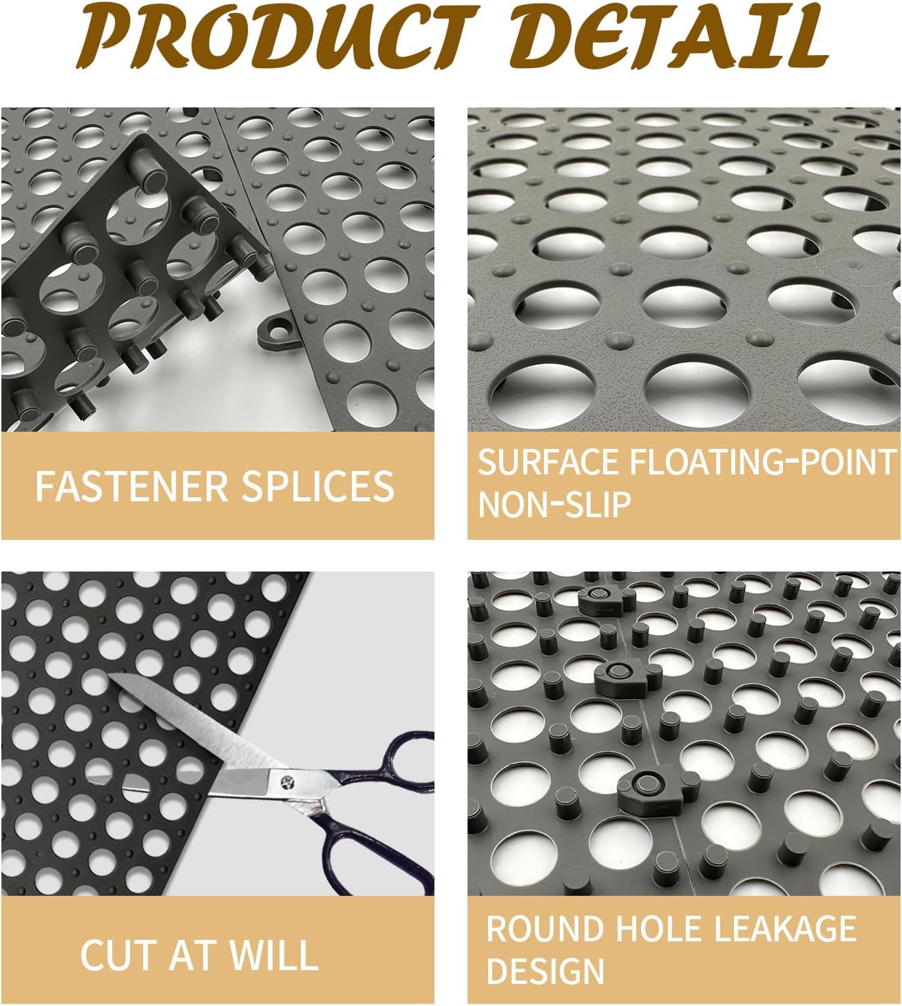 Rabbit Cage Mat Floor 24 Pcs Plastic Bunny Resting Mats for Wire Cage Bottom 12x12 Washable Small Animal Feet Pad with Holes for Chinchilla Ferret Guinea Pig Easy to Cut and Splice (Grey)