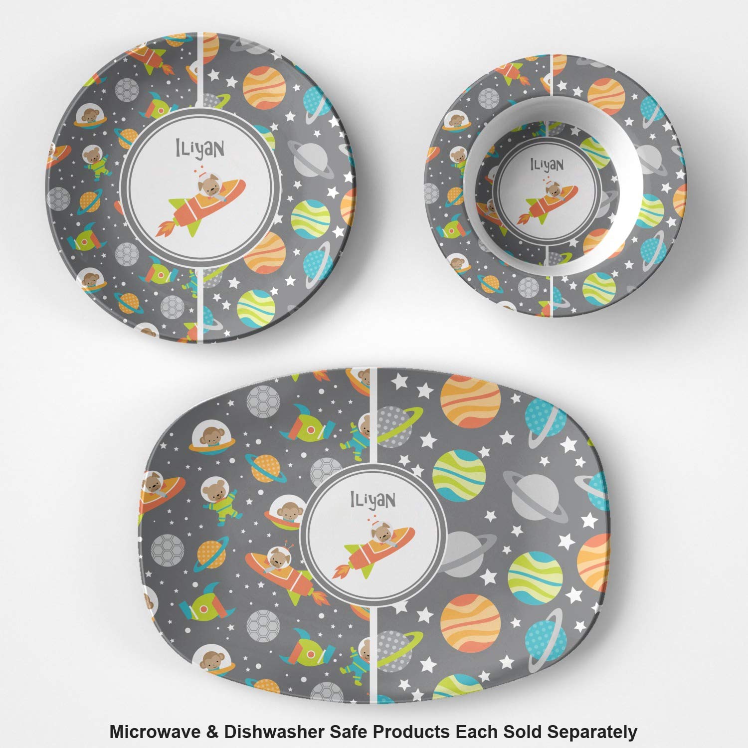 Personalized Space Explorer Plastic Bowl - Microwave Safe - Composite Polymer