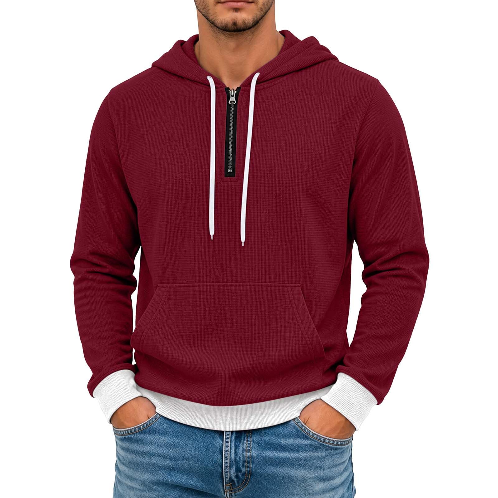 Felpa Invernale Uomo Pile Felpa con Zip e Cappuccio Cappotto Waffle Hoodie | felpa bianca uomo, struttura waffle, cappuccio con cordino, tasca frontale, materiale morbido, look casual urbano