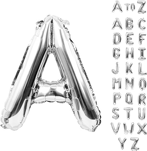 Biapian Globos de letras de 40 pulgadas, globo plateado con letra S grande, 1 globo gigante de aluminio de aluminio individual S para cumpleaños,