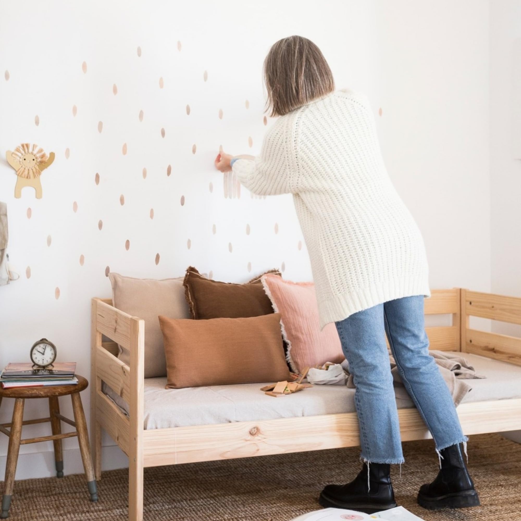 Adesivi Murali Bambini | Adesivi Cameretta Bambino Bimba Gocce Acquerello | Effetto Carta da Parati Adesiva | Copre 6 m² | 236 pezzi | TRESXICS (Rosa)