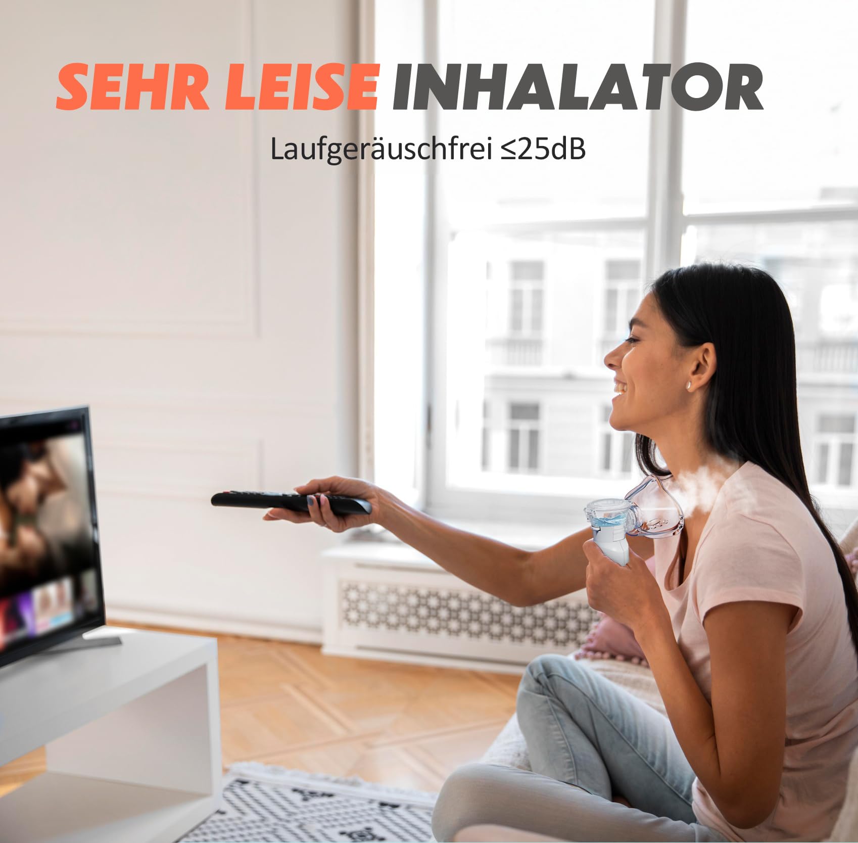 Inhalationsgerät Maschine für Erwachsene, Wiederaufladbare Tragbare Inhaliergeräte für Erwachsene und Kinder, Leise Inhalator für Kinder, Bright White
