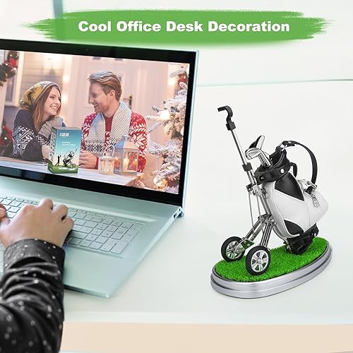 Miniatura 3 de 10L0L bolígrafos de golf con soporte para bolsa de golf, regalos novedosos con 3 piezas de aluminio para oficina, escritorio, bolsa de golf, soporte