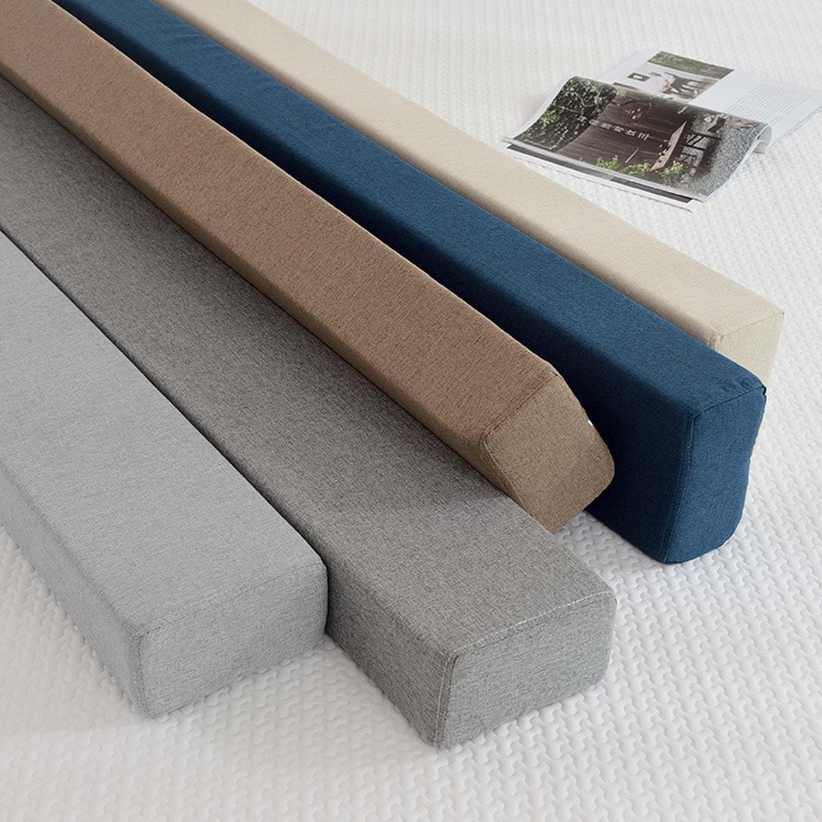 Close Gap Filler for Twin,Full,Queen, King Size Beds, Custom Size Mattress Gap Filler with Removable Cover, Headboard Pillow Cushion Long Armrest Pillow (150x10x5cm,Brown)