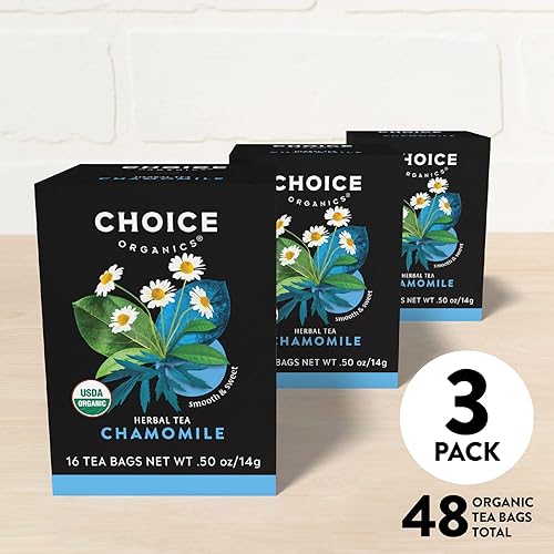 Miniatura 5 de Choice Organic Teas Té de manzanilla, compostable, sin cafeína, 48 bolsas de té de hierbas orgánicas (paquete de 3)