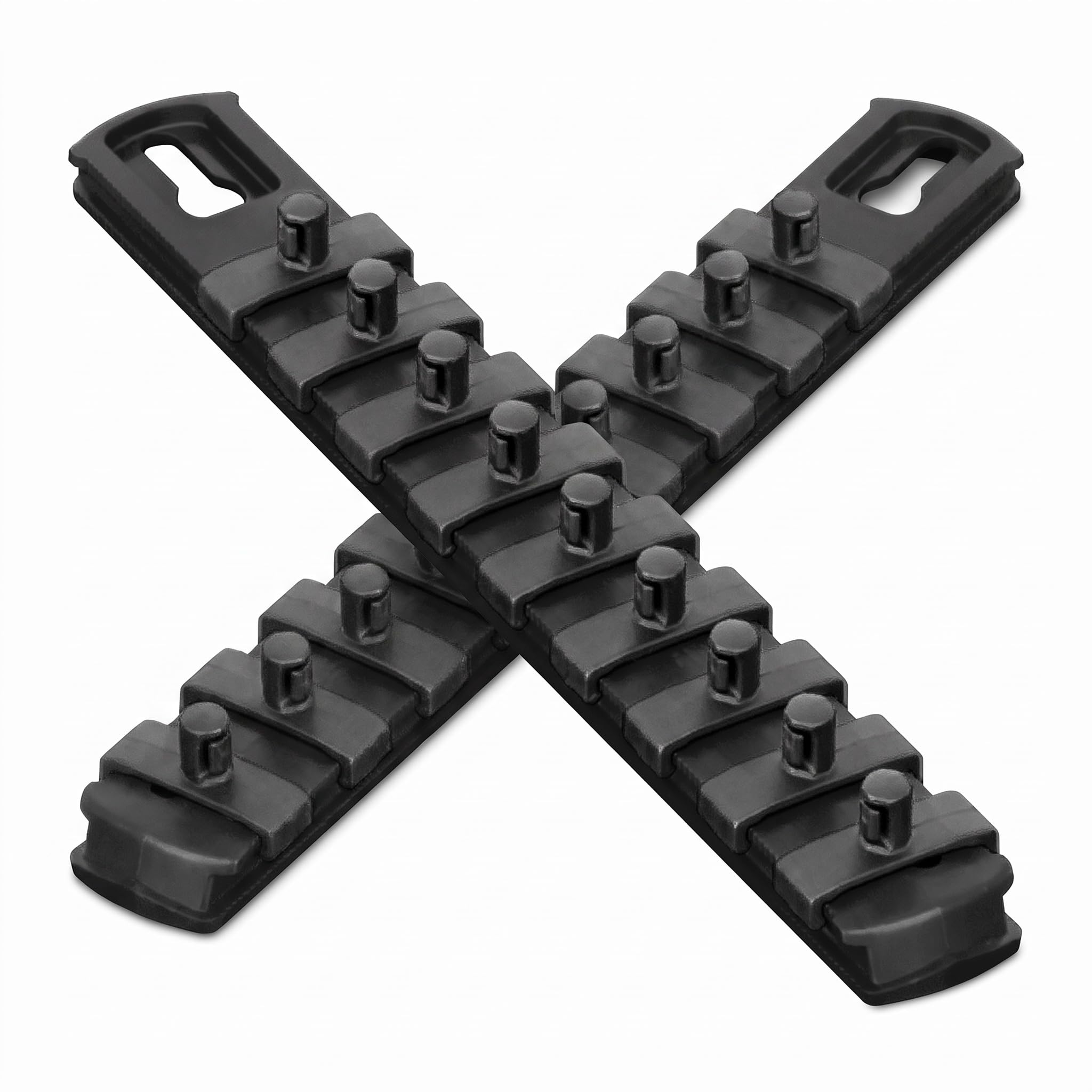 Ernst Manufacturing 8426 8-Inch Socket Organizer with 9 1/4-Inch Twist Lock Clips, Black (Pack of 2)