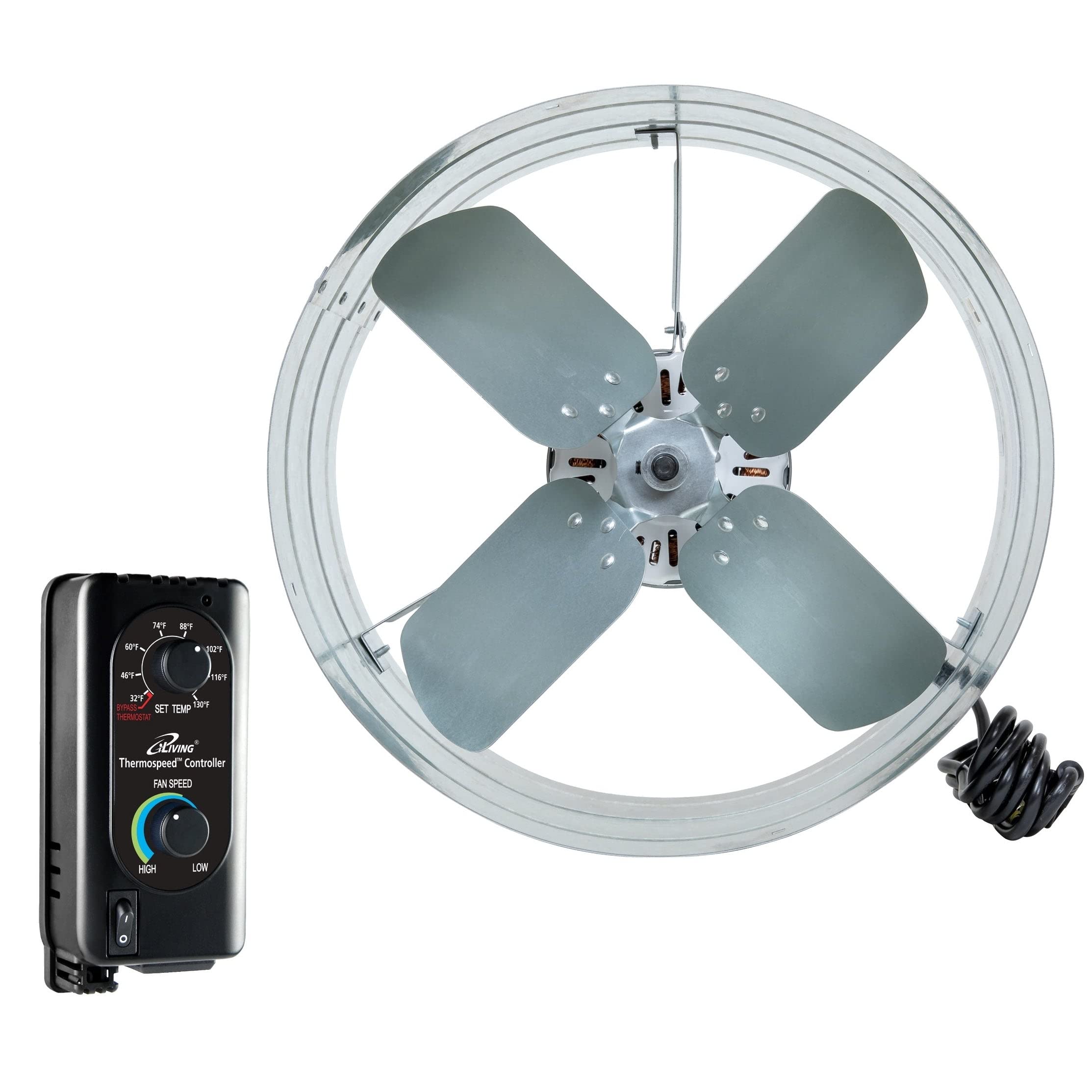 Amazon.com: Unknown1 14 Wall Mount Variable Speed Gable Fan W/Thermostat  Control Silver Adjustable Ul Listed : Tools u0026 Home Improvement
