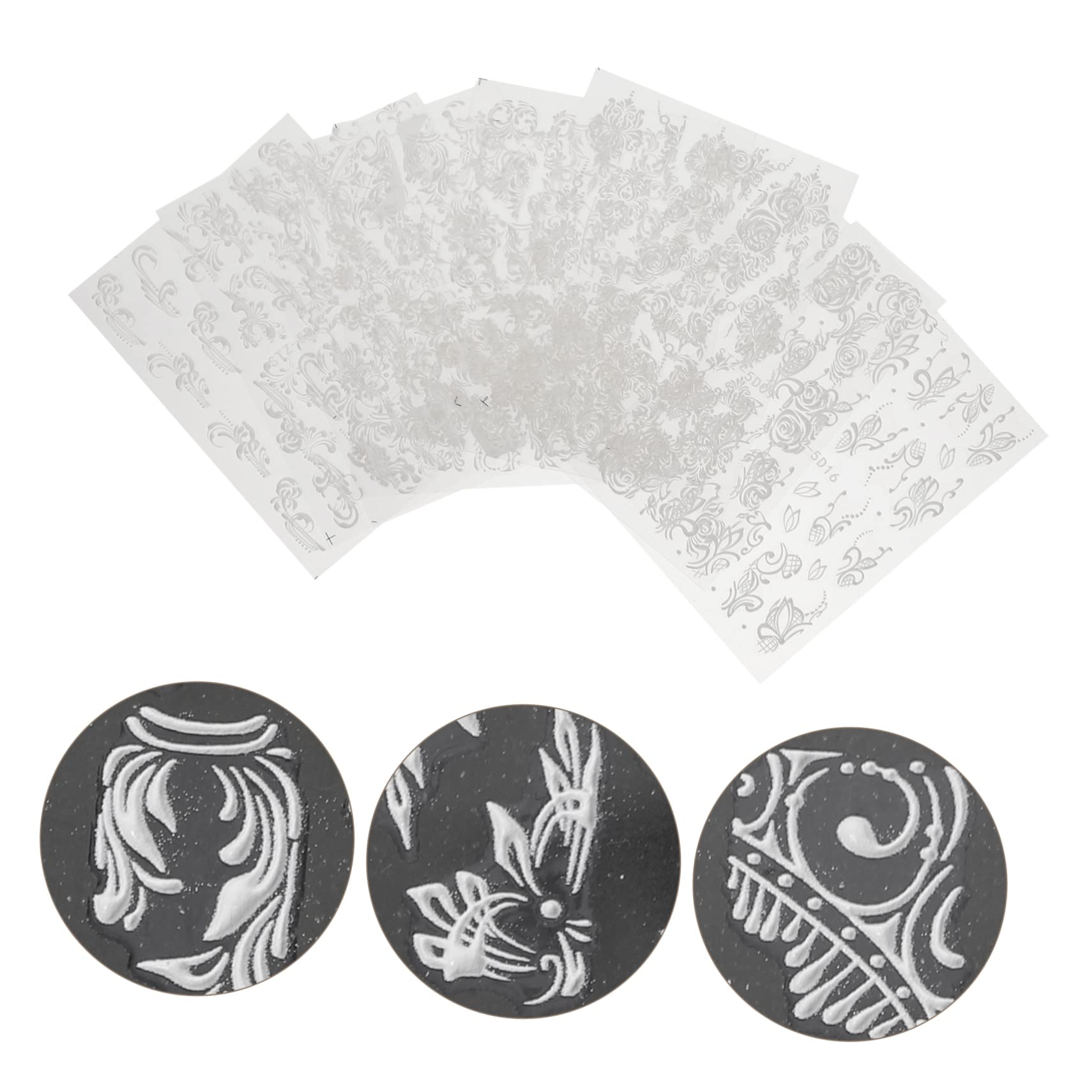 minkissy 24hojas Pegatinas De Arte Para Uñas Relieve Floral Decoración Autoadhesiva Para Manicura Para Fiestas y Eventos Especiales