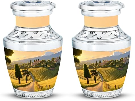 Golden Hour Over Tuscan Hills, Set of 2 Urn for Ashes, Urns for Human Ashes Adult Male & Female, Handmade Urn, Keepsake Urns for Human Ashes, Decoration Urn, Small Keepsake Urns for Ashes 3